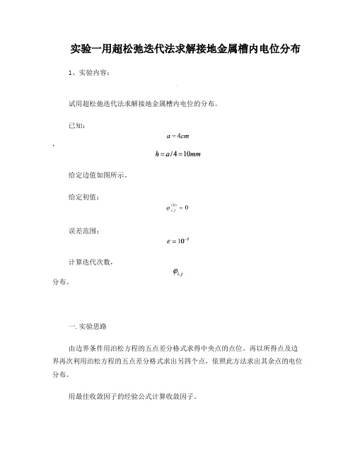 超松弛迭代法求解接地金属槽内电位分布