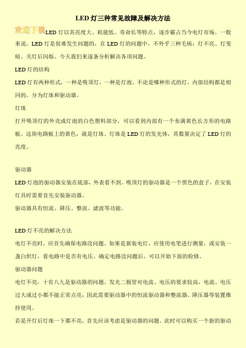 LED灯三种常见故障及解决方法