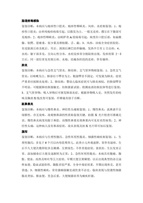 儿科疾病常用鉴别诊断