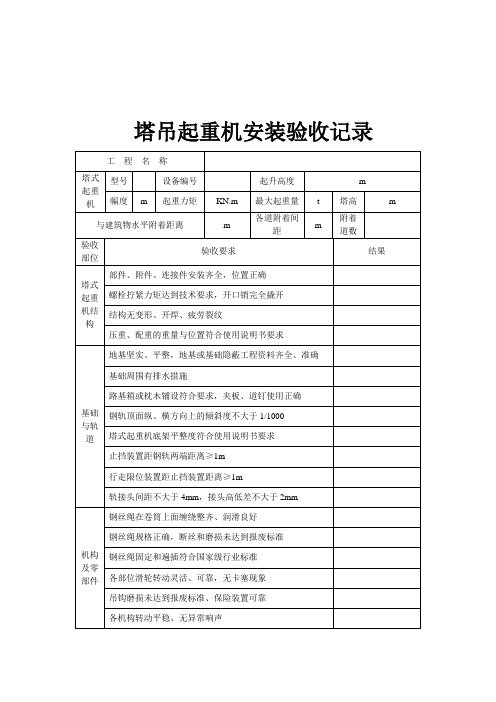 塔吊安装五方验收记录表