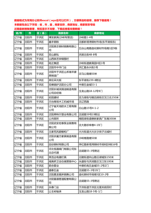 2020新版辽宁省沈阳市于洪区家具有限公司工商企业公司商家名录名单黄页联系电话号码地址大全420家