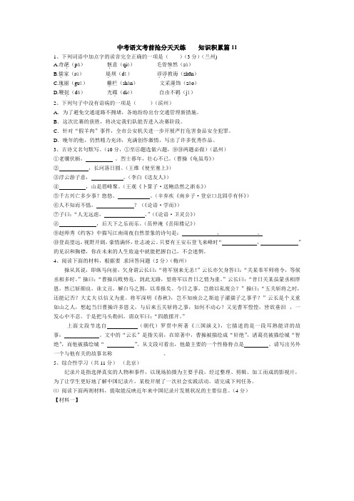 中考语文考前抢分天天练11