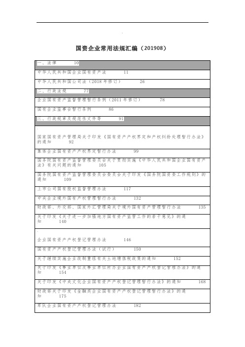 国资企业常用法规汇编