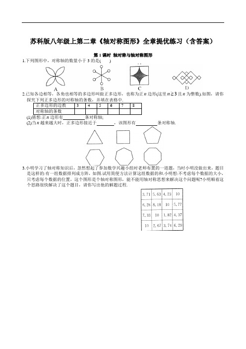 苏科版八年级上第二章《轴对称图形》全章提优练习(含详解)【14份】
