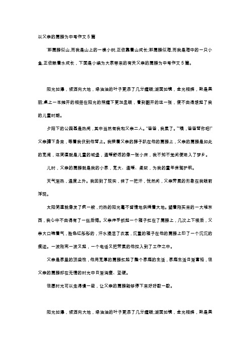 高中作文-以父亲的肩膀为中考作文5篇