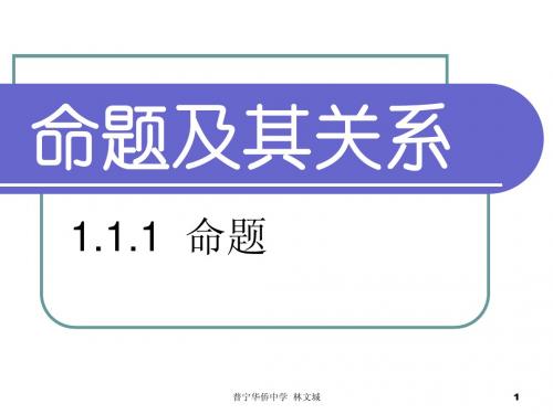 1.1命题及其关系(1.1.1-1.1.3)