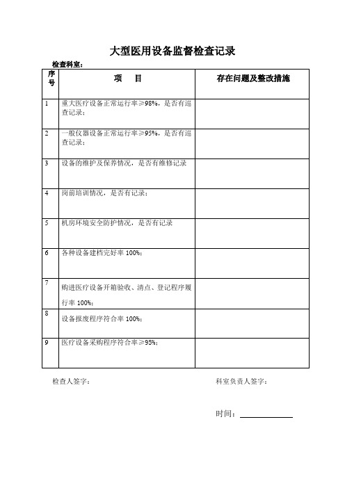 医疗设备监督管理记录表