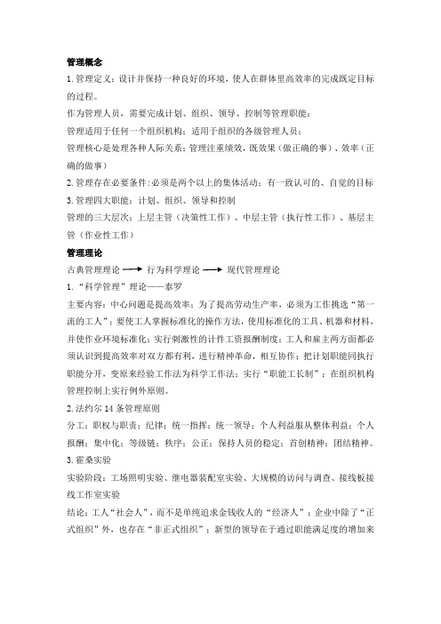 现代管理知识点总结