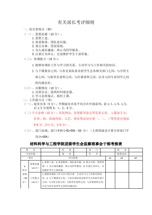 有关部长考评细则