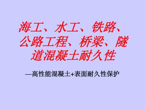 海工、水工、铁路、公路工程、桥梁、隧道混凝土耐久性—高性能混凝土+表面耐久性保护