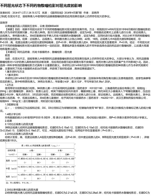 不同屈光状态下不同药物散瞳检影对屈光度的影响