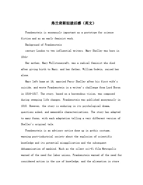 弗兰肯斯坦读后感(英文)