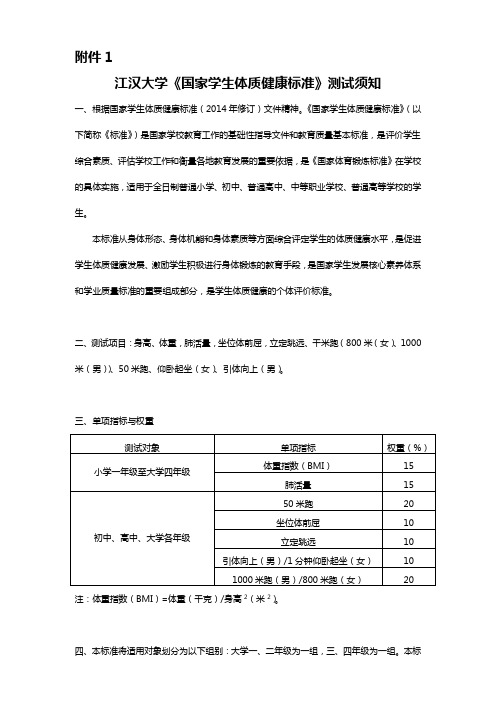 《国家学生体质健康标准》测试须知