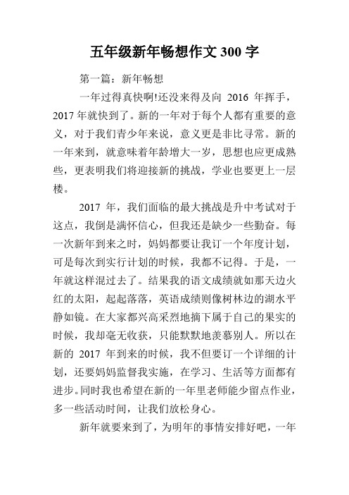 五年级新年畅想作文300字