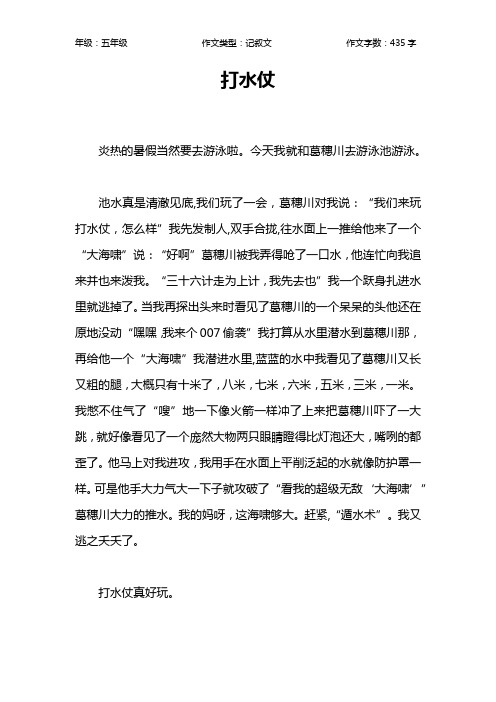 打水仗作文【小学五年级400字】