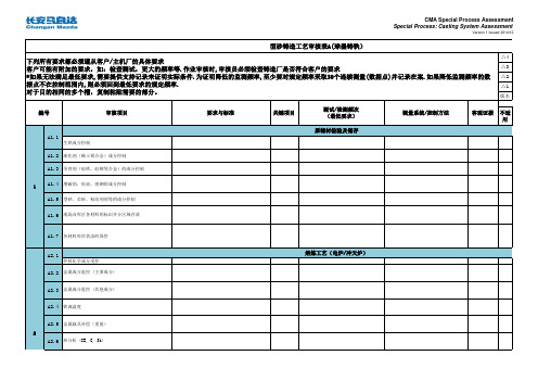 型砂铸造工艺审核表A(球墨铸铁)