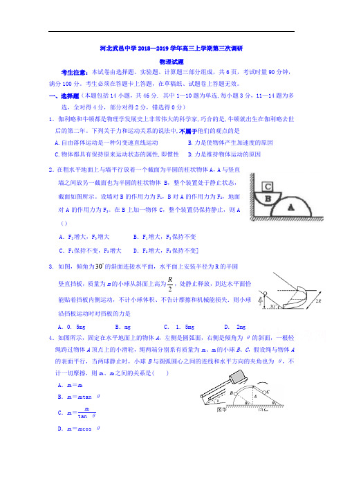河北省武邑中学2019届高三上学期第三次调研考试物理试