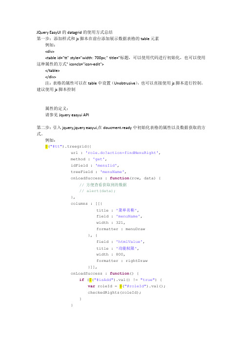 JQueryEasUI的datagrid的使用方式总结