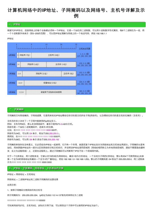 计算机网络中的IP地址、子网掩码以及网络号、主机号详解及示例