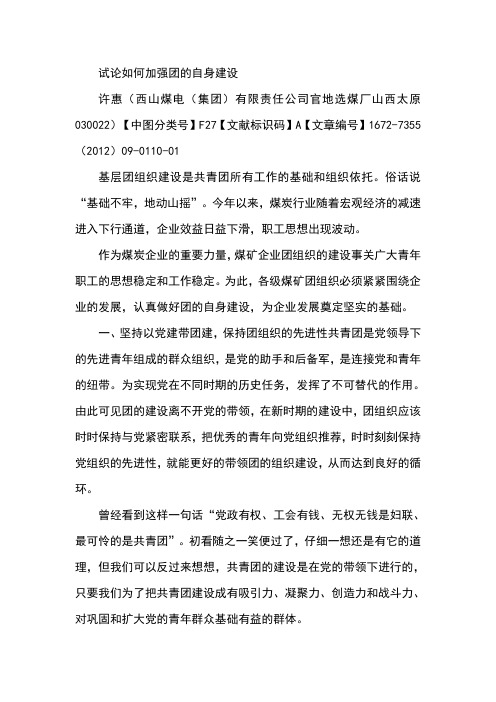试论如何加强团的自身建设