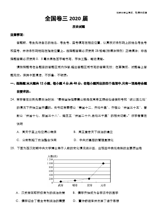 KS5U2020全国卷Ⅲ高考压轴卷 历史 Word版含解析