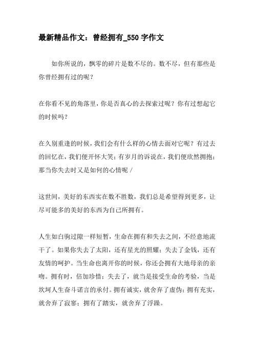 最新精品作文：曾经拥有_550字作文-教育作文文档