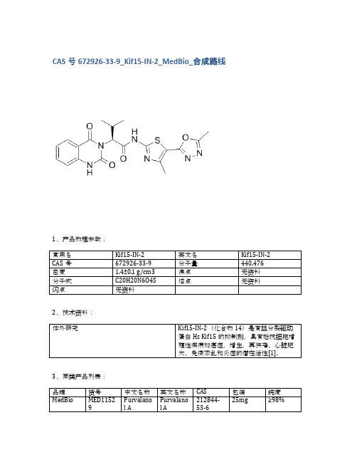 CAS号672926-33-9_Kif15-IN-2_MedBio_合成路线
