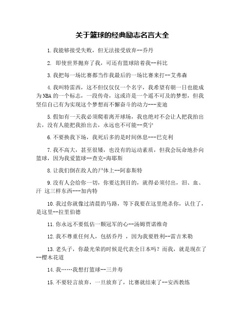 关于篮球的经典励志名言大全