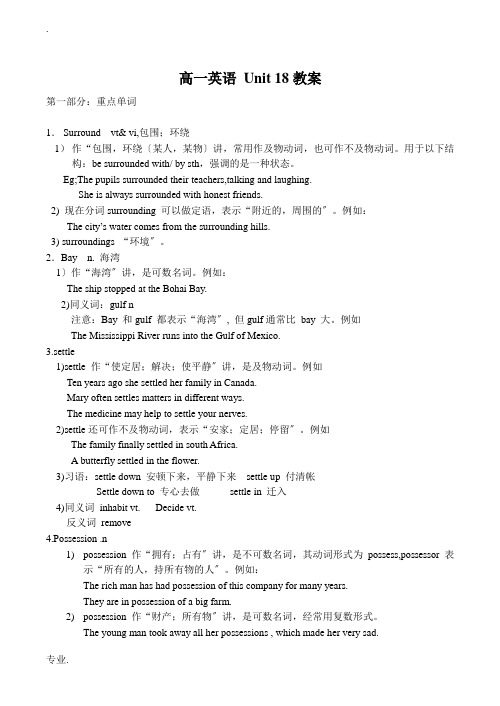 高一英语 Unit 18教案