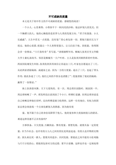 不可或缺的度量_初中作文