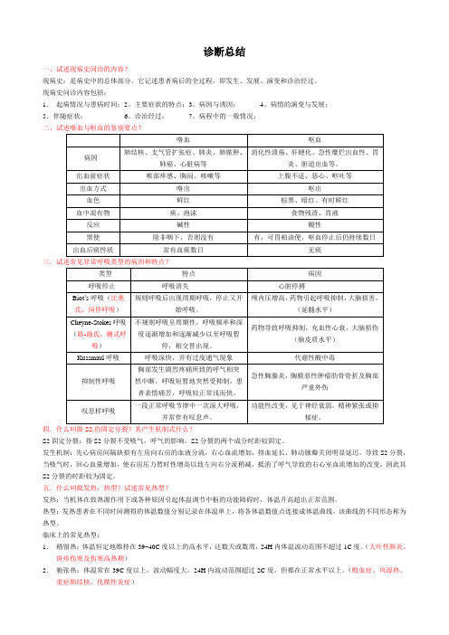诊断学总结归纳Word打印版(1)