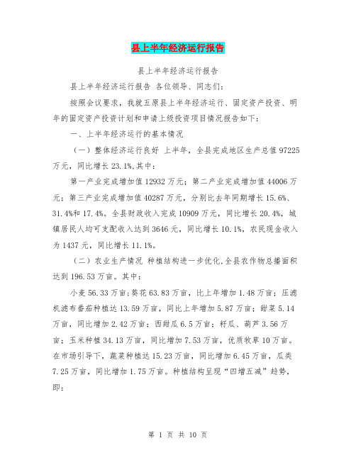 县上半年经济运行报告
