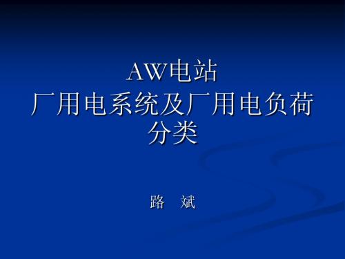 AW电站厂用电负荷分类