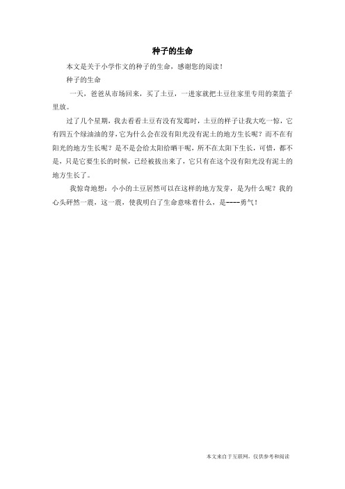 种子的生命_小学作文