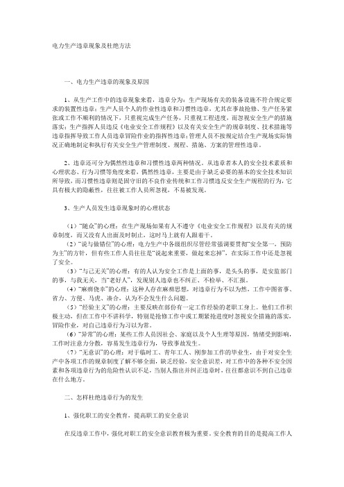 电力生产违章现象及杜绝方法