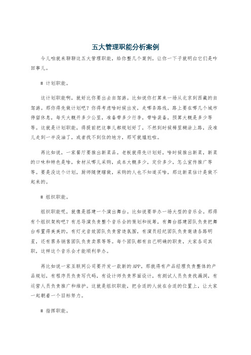 五大管理职能分析案例