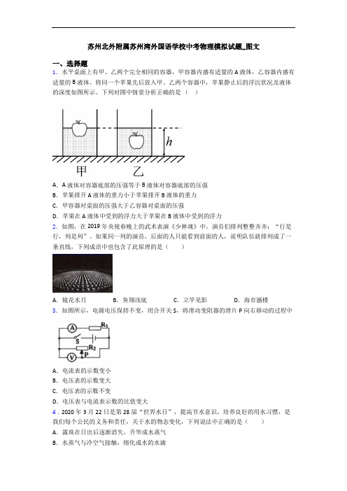 苏州北外附属苏州湾外国语学校中考物理模拟试题_图文