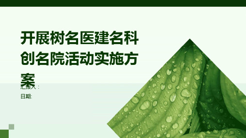 开展树名医建名科创名院活动实施方案