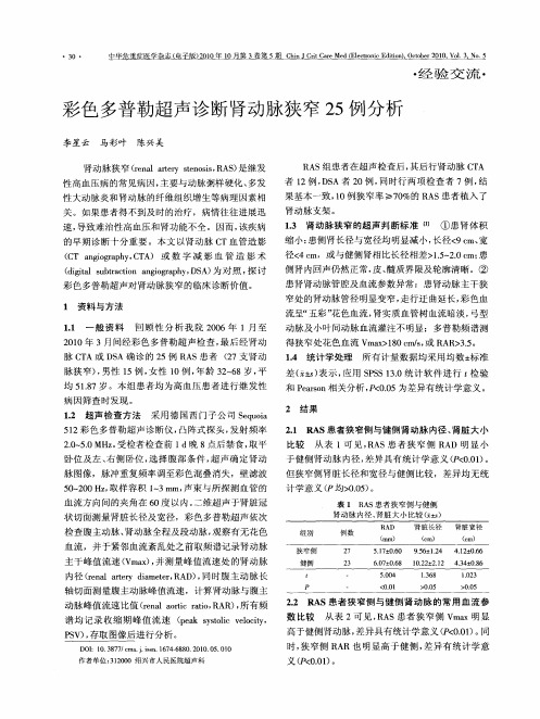 彩色多普勒超声诊断肾动脉狭窄25例分析