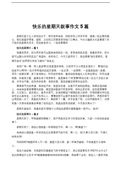 快乐的星期天叙事作文5篇