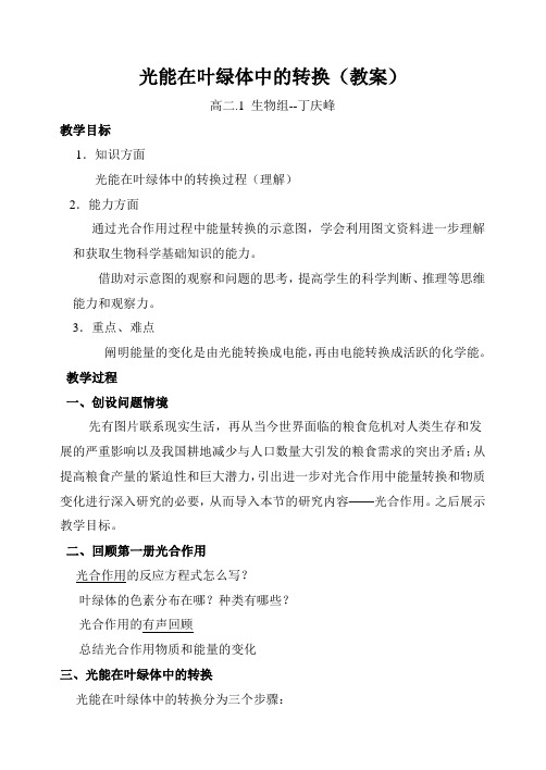 光能在叶绿体中的转换