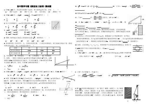 初中数学专题《解直角三角形》测试题