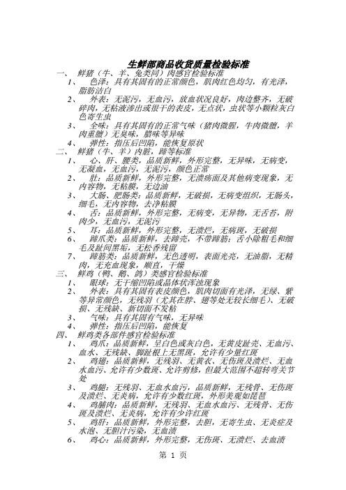 超市生鲜部商品收货质量检验标准-5页word资料
