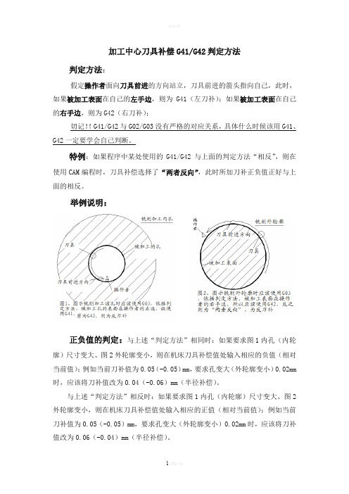 关于加工中心刀具半径补偿判定方法