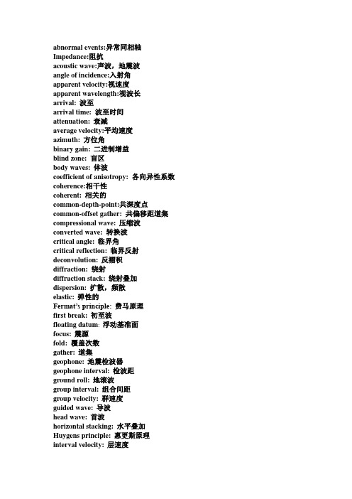 石油物探专用词汇整理
