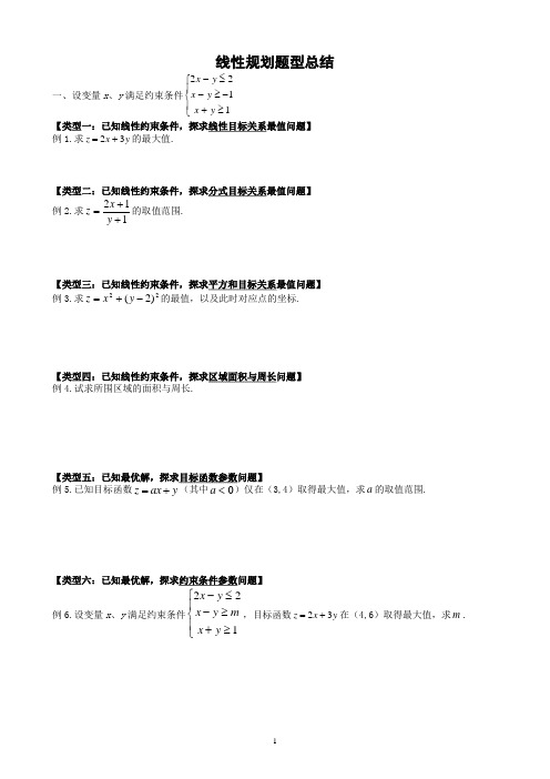 (完整word)线性规划题型总结,推荐文档