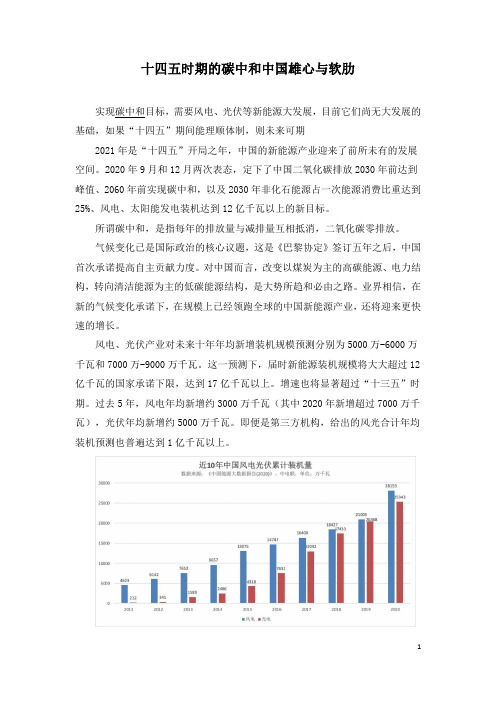 十四五时期的碳中和中国雄心与软肋