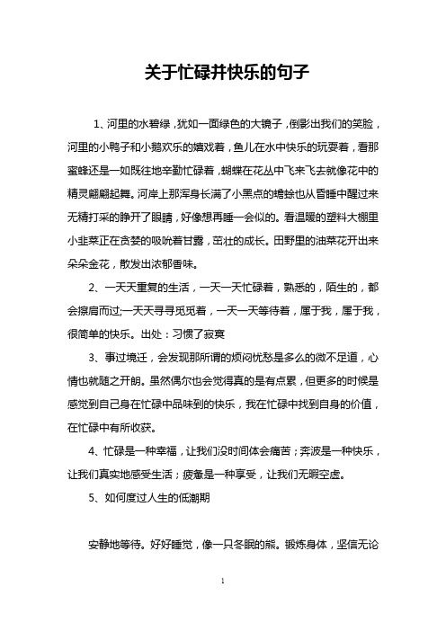 关于忙碌并快乐的句子