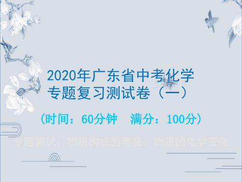 2020年广东省中考化学专题复习考试测试卷(一 物质构成的奥秘、物质的化学变化)(共31张PPT)