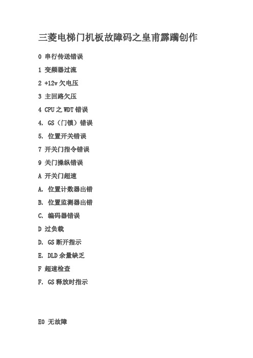 三菱电梯门机板故障码